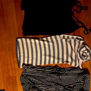 Black and white stripe tank top UO. Express Turtleneck and black tank. Small.